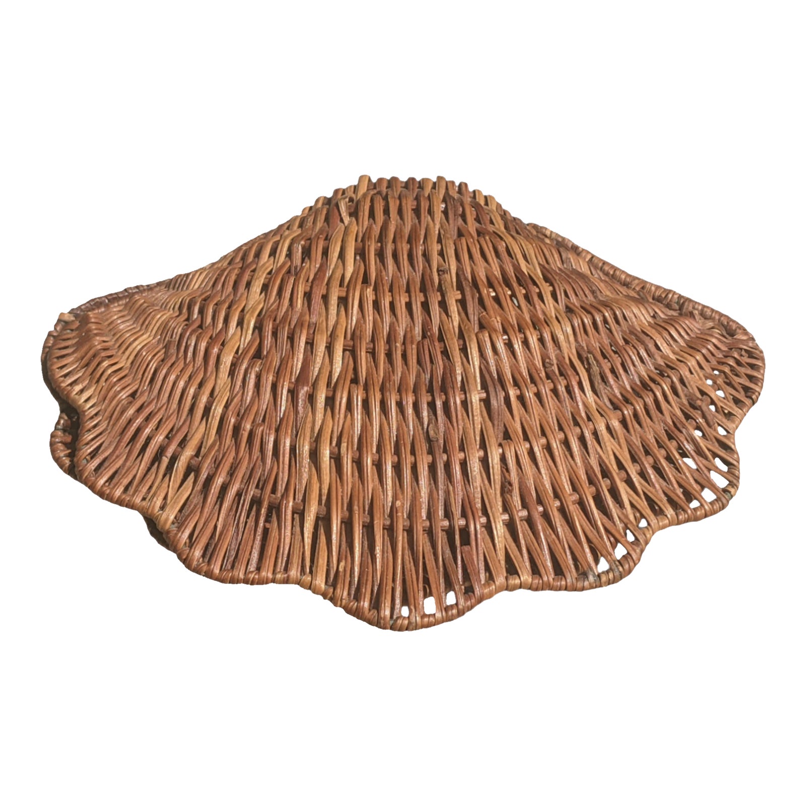 Vintage 1970s Woven Wicker Clam Shell Hinged Box | Chairish