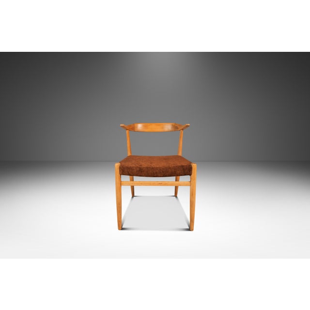 Folke Ohlsson Set of Two (2) Rare Mid-Century Scandinavian Modern "Horn" Accent Armchairs in Beech & Suede Attributed to Folke Ohllson for Dux, Sweden, C. 1950s For Sale - Image 4 of 18