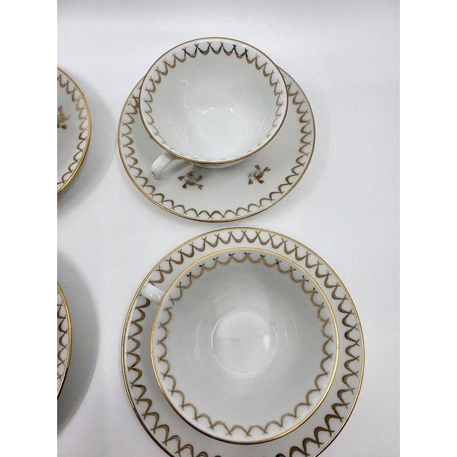 French Empire Style Porcelain Tea Service Decorated with Fine Gold from Sologne, 20th Century, Set of 15 For Sale - Image 5 of 18