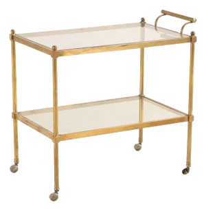 Regency Style Mid Century Brass and Glass Bar Cart