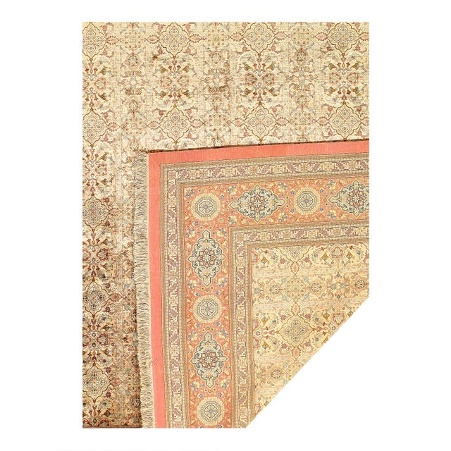 Traditional Pasargad DC Fine Hand Knotted Pure Silk Qum Rug For Sale - Image 3 of 3