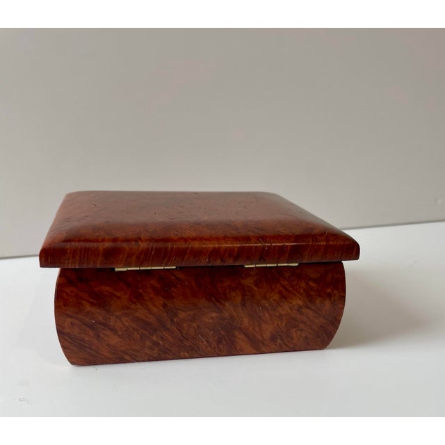 Traditional 1990s Burl Wood Jewelry Keepsake Box For Sale - Image 3 of 9