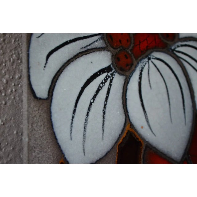 Decorative Wall Plaque with Enameled Lava Flower, Country Chic For Sale - Image 4 of 7
