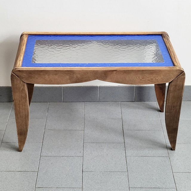 Vintage Beech and Cathedral Glass Coffee or Side Table, 1940s-1950s For Sale - Image 13 of 13