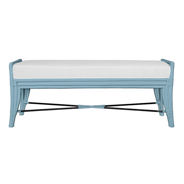 Malacca Bench - Pool Blue For Sale In West Palm - Image 6 of 6