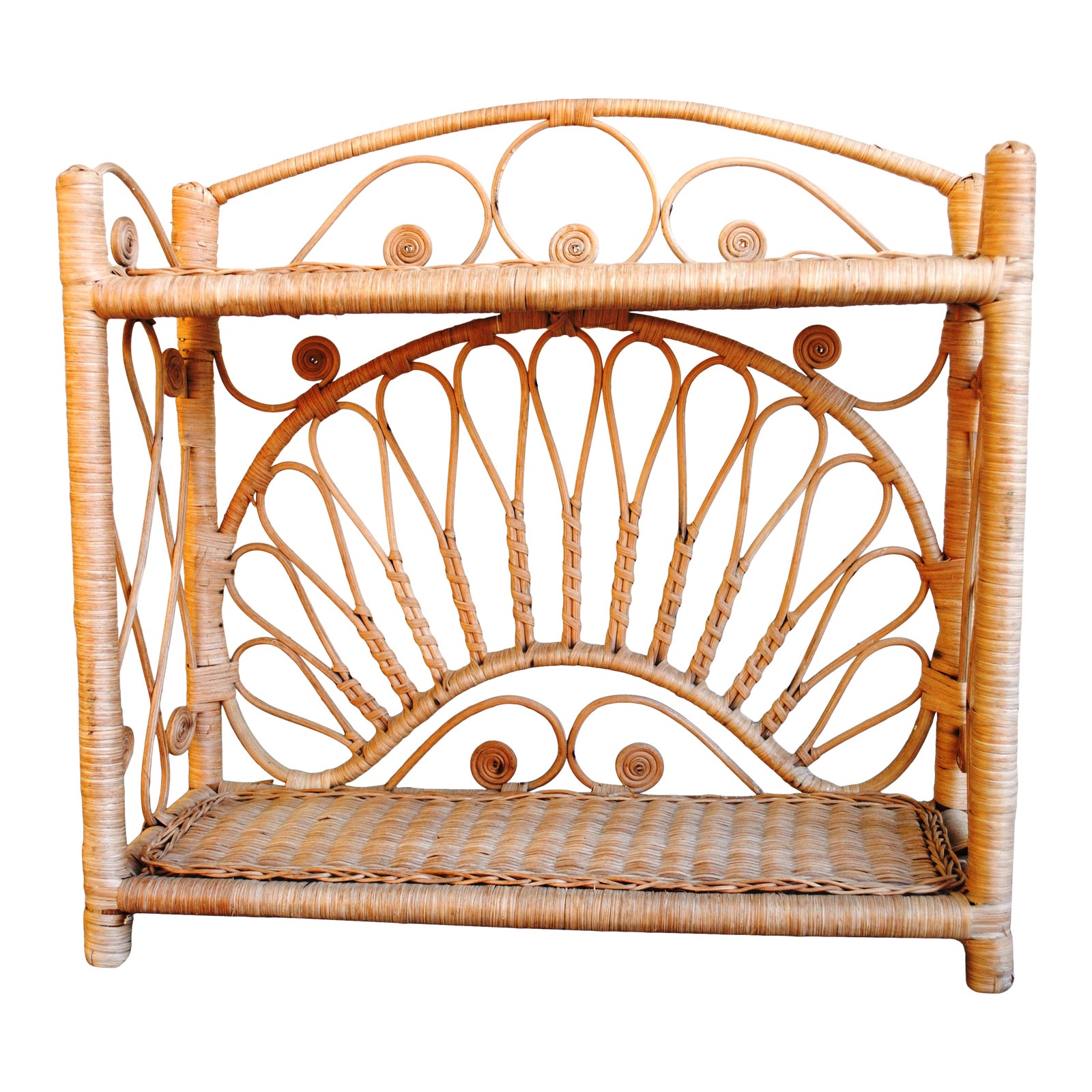 Mid Century Rattan Wicker Hanging Shelf Chairish