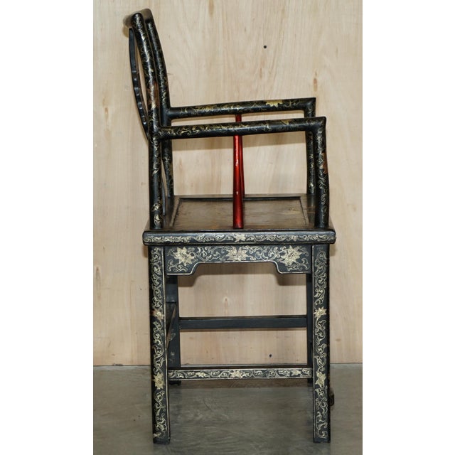Set of Chinese Ming Style Lacquered & Painted Armchairs, 1900s For Sale - Image 18 of 18