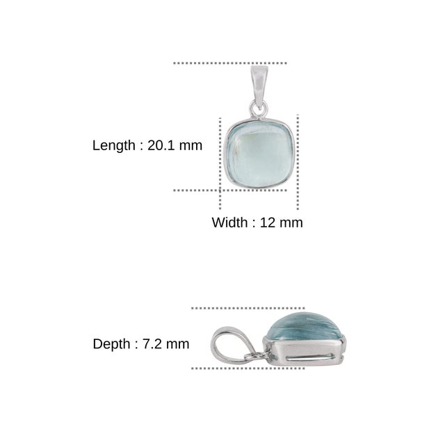 Minimalist Cushion Cut 4.96 Ct Aquamarine Bezel Set Solitaire Pendant in 925 Silver For Sale - Image 10 of 12
