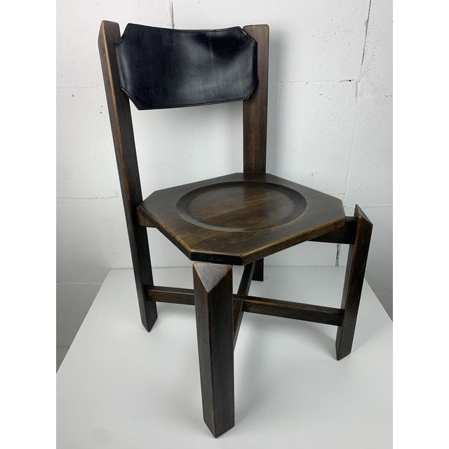 Brutalist Architectural Dining Chairs in Beech Wood, 1970s, Set of 4 For Sale - Image 13 of 18