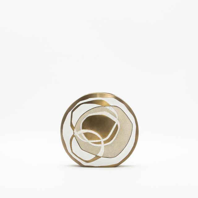 2020s Modern Vase in Shagreen With Mother of Pearl and Brass Details by R&y Augousti For Sale - Image 5 of 7