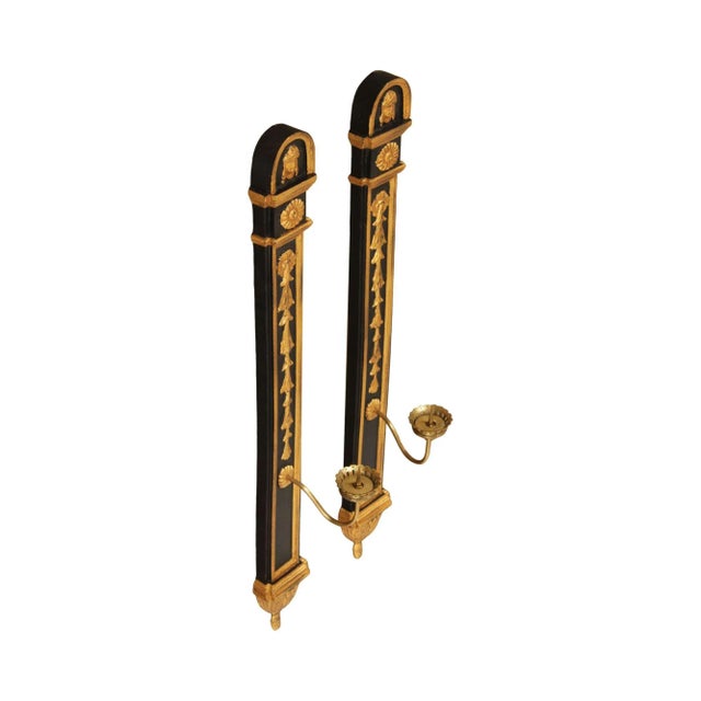 Egyptian Revival Style Pair of Partial Gilt Wall Sconces For Sale - Image 13 of 13