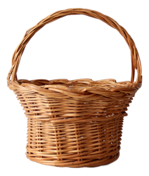 Vintage Round Wicker Gathering Basket With Handle