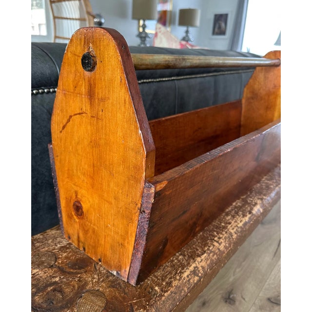 Antique Wood Carpenters Tool Box Caddy For Sale - Image 4 of 9