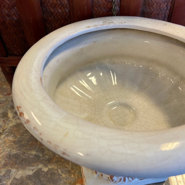 Late 19th Century White Pedestal Base Urn Planter For Sale - Image 9 of 10