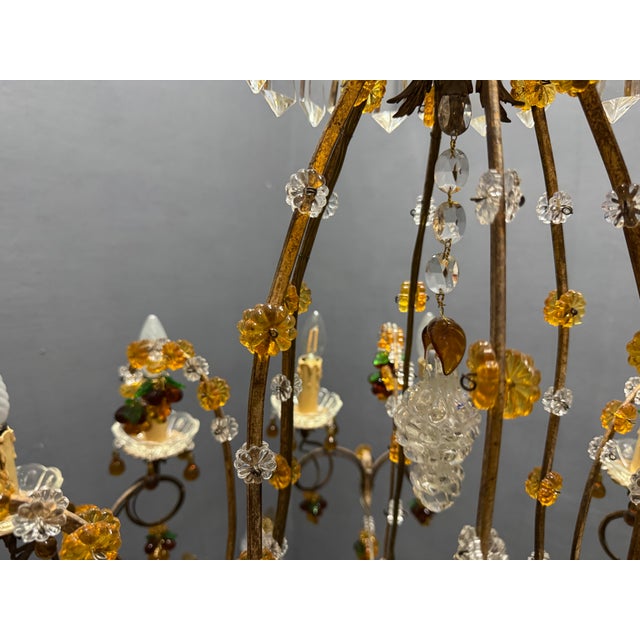 Large Italian Murano Glass Fruit and Floral Chandelier, 1950s For Sale - Image 12 of 18