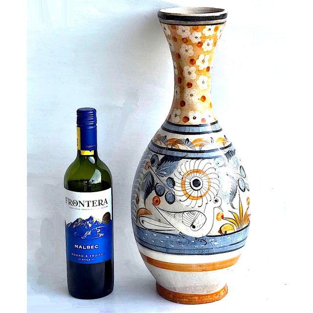 Ceramic 1960s Tonalá Mexico Burnished Glaze Ceramic Tall Fluted Vase For Sale - Image 7 of 11