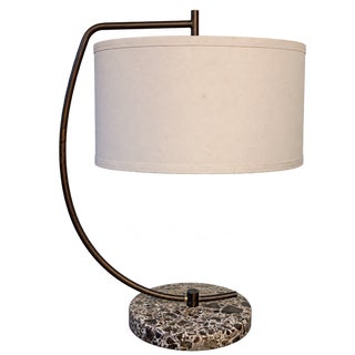 Italian Modernist Style Bronze-Finish & Stone Cantilever Table Lamp For Sale