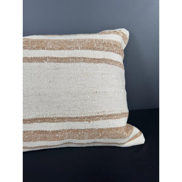Turkish Hemp Pillow Cushion Natural Beige Brown Pillow Cushion Cover 16" x 24" For Sale - Image 4 of 4