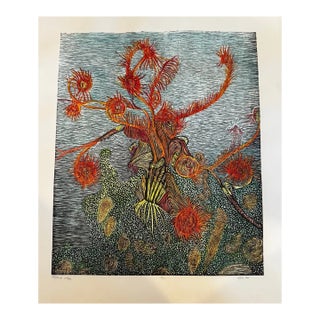 Mid 20th Century Ruth Leaf "Feather Stars" Signed Limited Edition Color Woodcut Print 2/20 For Sale