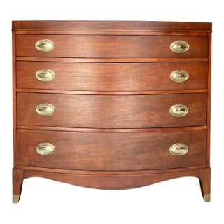 Vintage White Fine Furniture Bow Front Bachelor Chest | Dresser | Federal Style For Sale