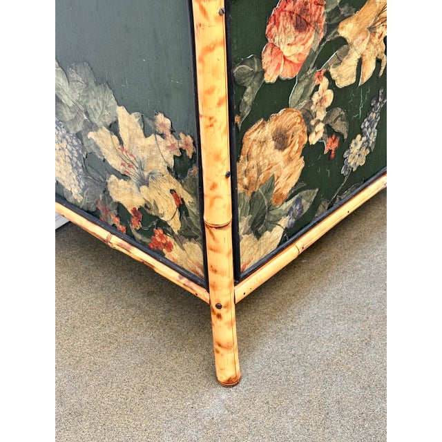 Bamboo Cabinet, Decoupaged With Flowers, Circa 1990 For Sale - Image 13 of 16