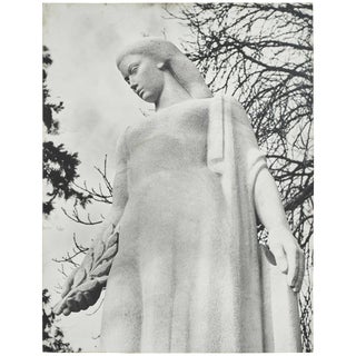 Large Black and White Photograph of Female Sculpture For Sale