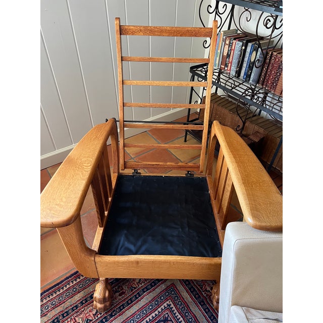 Wood Late 19th Century Oak Morris Rocking Chair For Sale - Image 7 of 10
