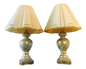 Mid-Century Hollywood Regency Gilt Lamps - a Pair