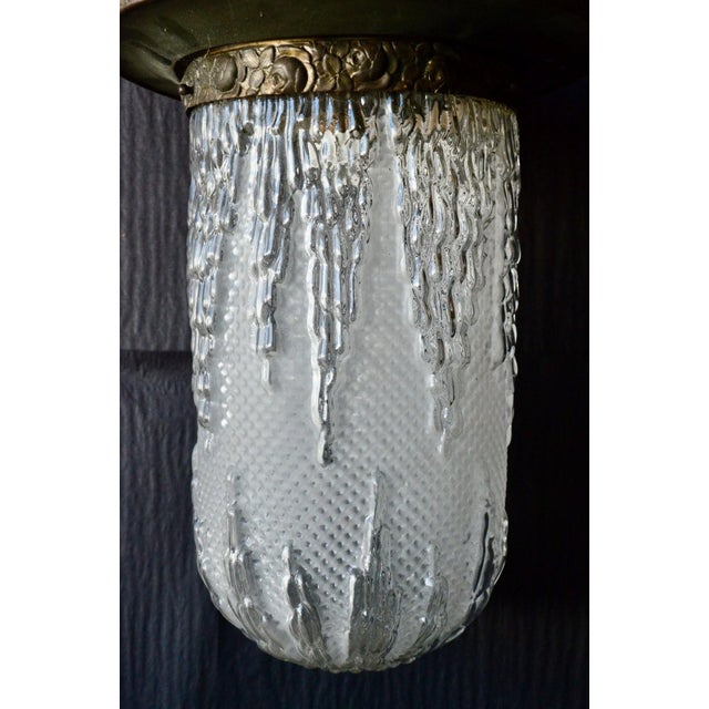 Art Deco Molded Glass and Brass Ceiling Lights, 1930s, Set of 4 For Sale - Image 13 of 18