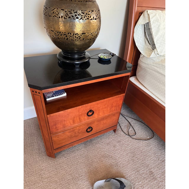 Stickley Stickley 21st Century King Bed, Grainite Topped End Tables, Low Boy For Sale - Image 4 of 5