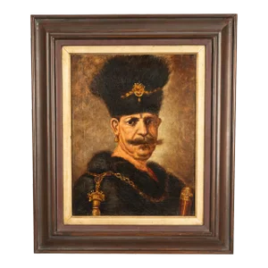Antique 18th C Oil on Canvas a Polish Nobleman Portrait After Rembrandt Van Rijn 1637