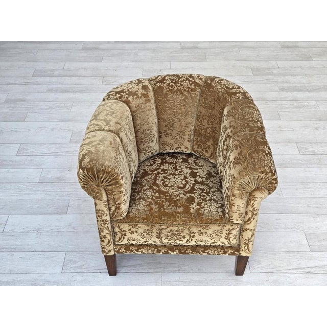 Vintage Danish Armchair in Green Furniture Velour & Ash Wood Legs, 1960s For Sale - Image 4 of 18