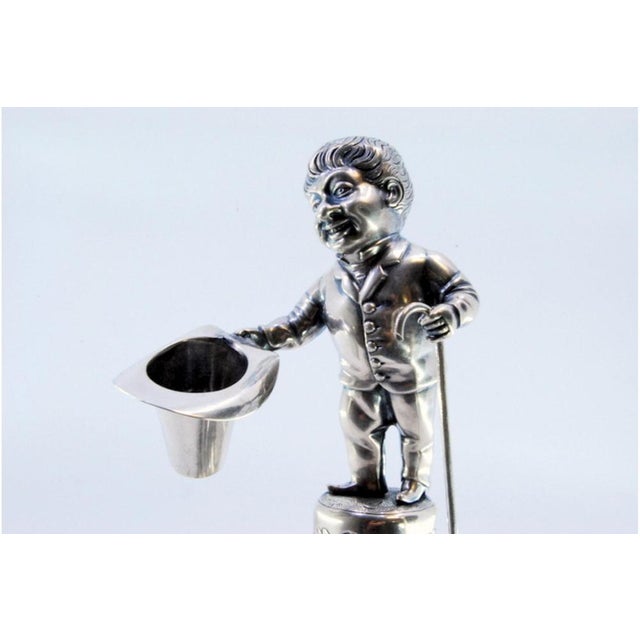 Silver Toothpick Holder with Gentleman For Sale - Image 5 of 9