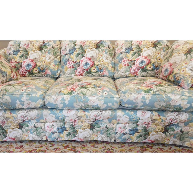1980s Contemporary Overstuffed Upholstered Floral Sherrill Furniture