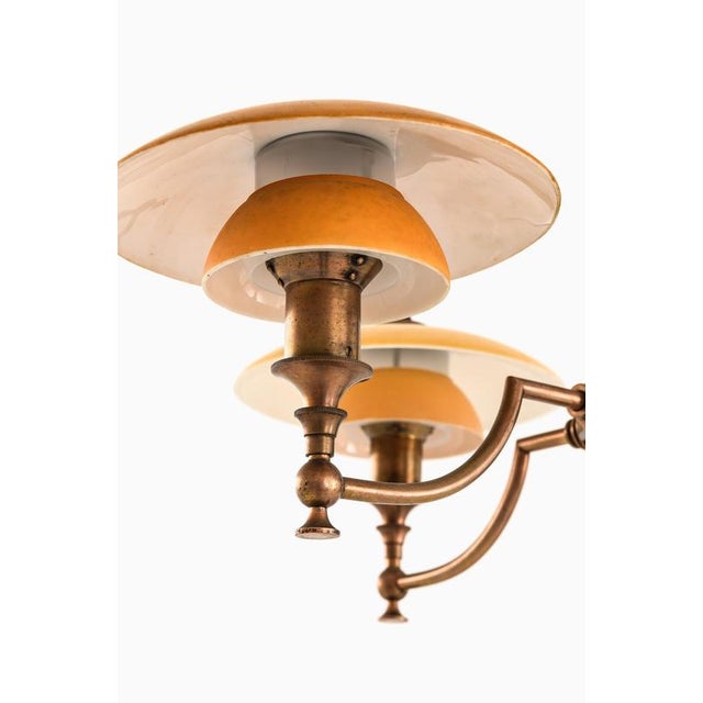 1930s Ceiling Lamp in Brass and Glass from Lyfa, 1930s For Sale - Image 5 of 12