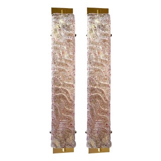 Gold Wall Sconces with Pink-Ametista Graniglia Murano Glass by Simoeng for Simoeng, Set of 2 For Sale