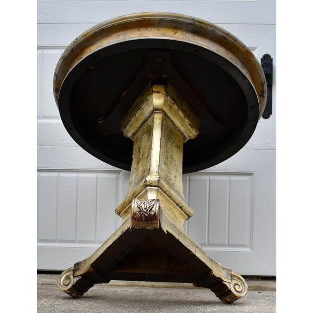Vtg. Pair Italian Regency Style Carved Wood Pedestal End Tables W/Mirrored Tops For Sale - Image 14 of 15