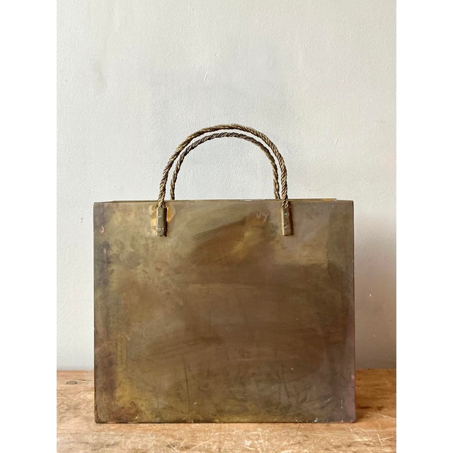 Mid-Century Modern Vintage Boho Brass Shopping Bag After Gio Ponte For Sale - Image 3 of 11