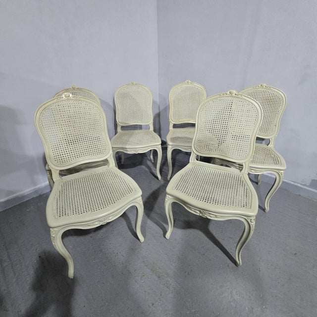 French Bergere Dining Chairs, 1910s, Set of 6 For Sale - Image 12 of 14