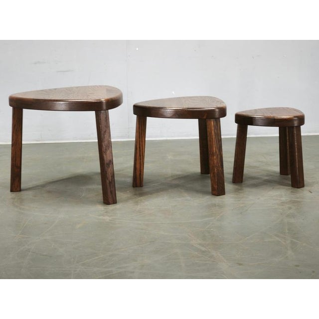 Mid-Century Modern Oak Nesting Tables, 1960s, Set of 3 For Sale - Image 9 of 11