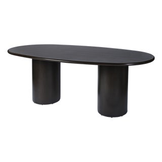 Kersten 84 in. W Oval Wood Double Pedestal Base Dining Table, Coffee For Sale