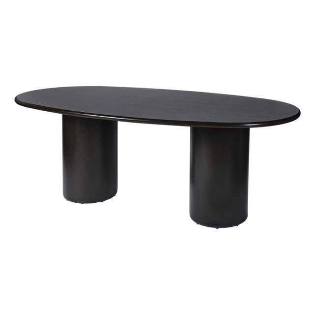 Kersten 84 in. W Oval Wood Double Pedestal Base Dining Table, Coffee For Sale