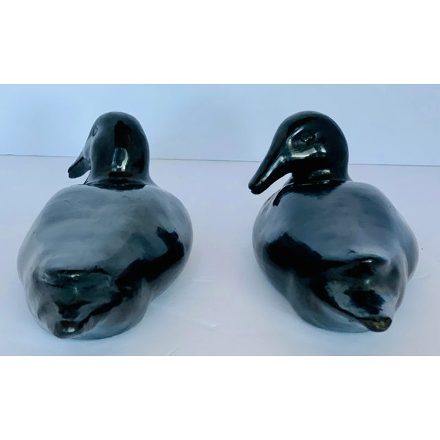 Vintage Oaxaca, Mexico Black Pottery Ducks, Artist Signed by Doña Rosa, Coyotepec- A Pair For Sale - Image 9 of 12