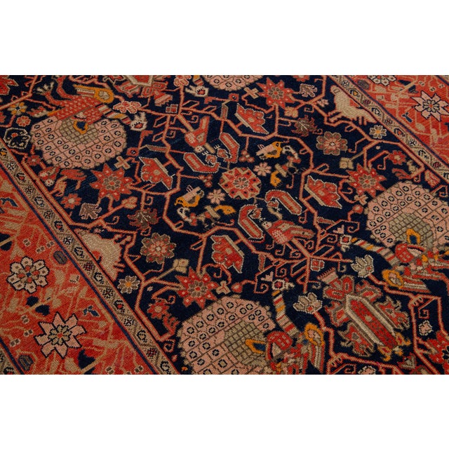 Textile Antique Malayer Persian Designed Wool Rug in Dark Blue For Sale - Image 7 of 8
