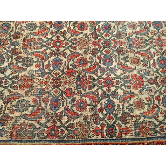 19th Century Persian Bidjar Rug, Hand-Knotted Wool, Herati Geometric Pattern, Ivory & Red, 10x14 For Sale - Image 17 of 18