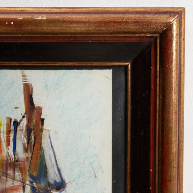 Mid 20th Century France Blue Wood Painting For Sale - Image 12 of 16