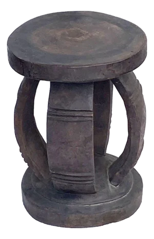 Vintage Rustic Wood African Large Baga Stool Guinea-Bissau 15" H by 11"w