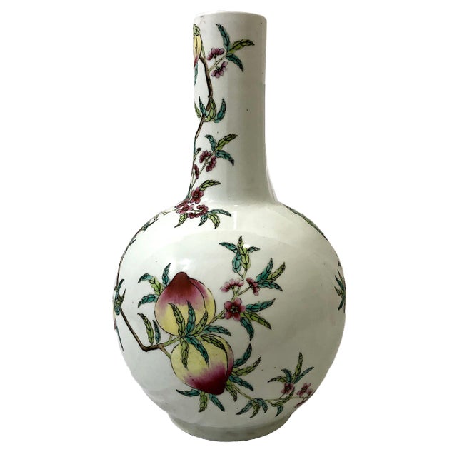 Pair of Large Chinese Famille Rose Porcelain “Nine Peaches” Vases For Sale - Image 9 of 14