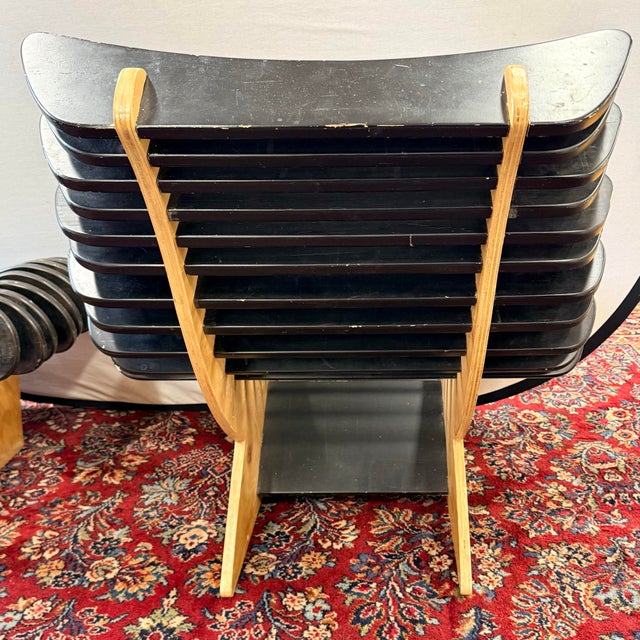Wood Pair of Vintage Sculptural Ebonized Skeleton Rib Lounge Chairs For Sale - Image 7 of 12