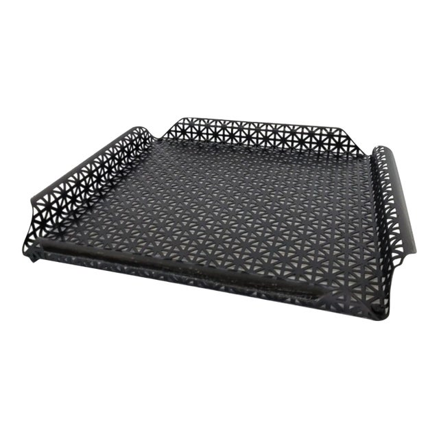Mid Century Modern Black Mesh Serving Tray For Sale